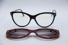 NEW TOM FORD TF 5772-B 001 BURGUNDY CLIP-ON AUTHENTIC FRAMES SUNGLASSES 55-16