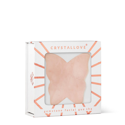 CRYSTALLOVE Rose Quartz Butterfly Shaped Facial Massage Gua Sha 1 szt. - Płytka 