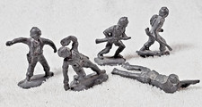 VTG 2  Lead Army Men Toy Soldiers WWII Era Unmarked Cast Metal Lot of 5