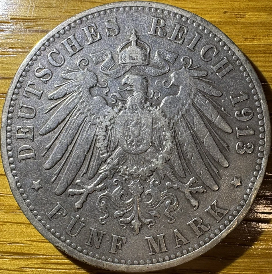 1913 Hamburg (Germany) 5 Mark Silver Coin - Image 2 of 2