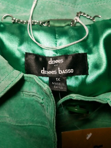 NWT! DENNIS BASSO LIGHT SEA GREEN WASHABLE GENUINE SUEDE LEATHER LINED JACKET 1X - Picture 5 of 8