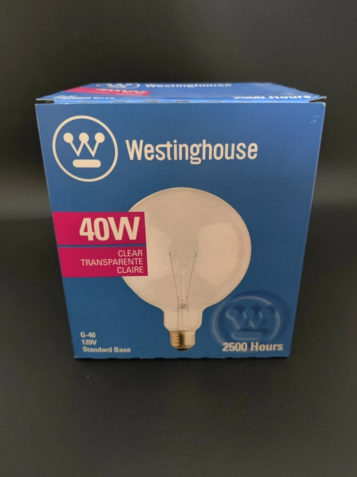 NEW 5" G40 Globe Light Bulb - CLEAR - Medium Base 40W 120V Westinghouse #03101 - Image 2 of 4