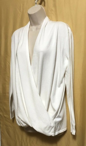 Red Maternity ladies bone ivory wrap ls V neck stretch top S $88 - Picture 4 of 9
