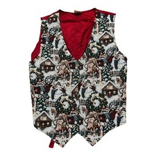 Vintage Bobby Brooks Woman Holiday Christmas Tapestry Vest Size 22/24 Adjustable
