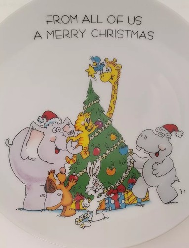 From All of Us Merry Christmas Plate Japan Vagabond Papel Elephant Hippo Cat Dog - Picture 3 of 5