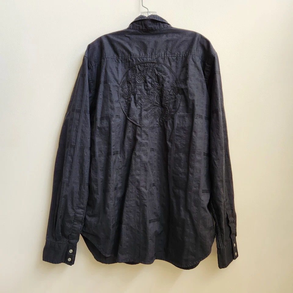 G by Guess Shirt Men's XXL Black Pearl Snap Button Up Long Sleeve Western Shirt - Image 4 of 4