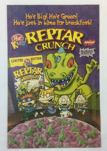 1999 Post Cereals ad page ~ Rugrats REPTAR CRUNCH