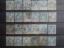 SA39 - Vrac Lot 24 Timbres oblitérés Sage bleu 15 c  France Cote 48 € à étudier