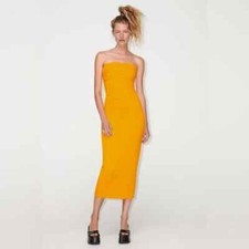 ZARA NWT FITTED MIDI BANDEAU DRESS SIZE L