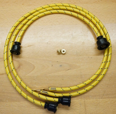 Yellow Cloth Copper Core Spark Plug Wire Set w Thumb Screws to fir John Deere AO