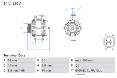 Bosch 0 986 082 050 Alternator for Honda