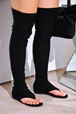 New Women Thong Open Toe Over-The Knee Thigh High Gladiator Flat Sandal Stretchy