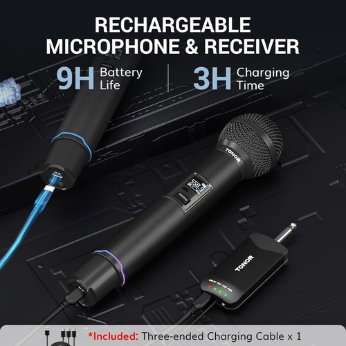 TONOR TW720 Wireless Microphones Recargable Handheld Dynamic Mic - Picture 6 of 8