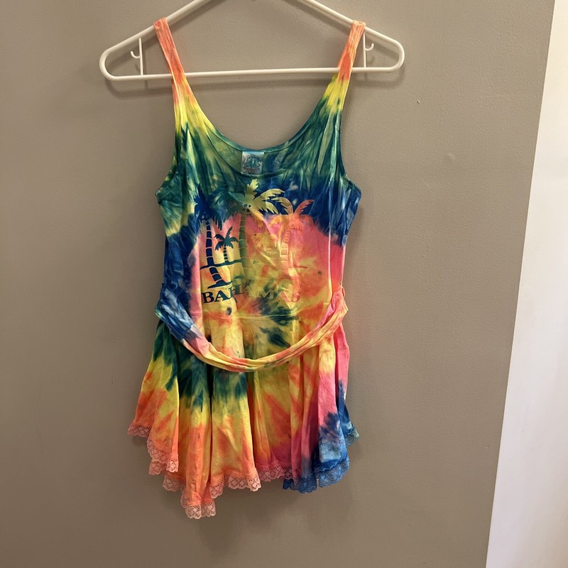 Girl’s Tie Dye Tropical Gonsea Dress Bathing Suit Coverup Large Bahamas Theme