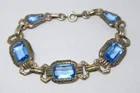 JUGENDSTIL 835 SILVER GERMANY BLUE GLASS BRACELET