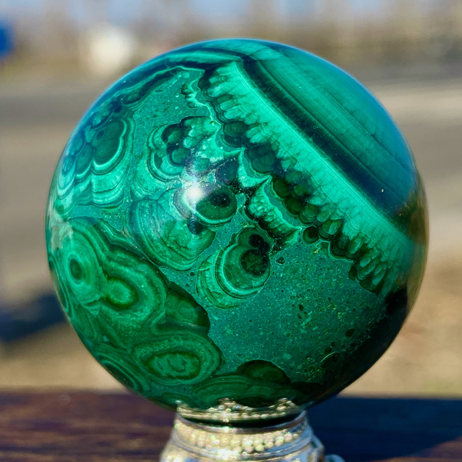 70G Natural glossy Malachite ball transparent cluster rough mineral sample