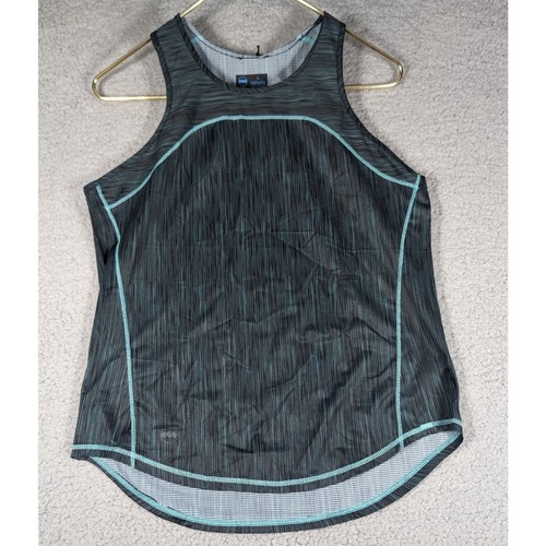 Janji Tank Top Womens Medium Helio Tech Tank Green Sea Stripe Running Shirt