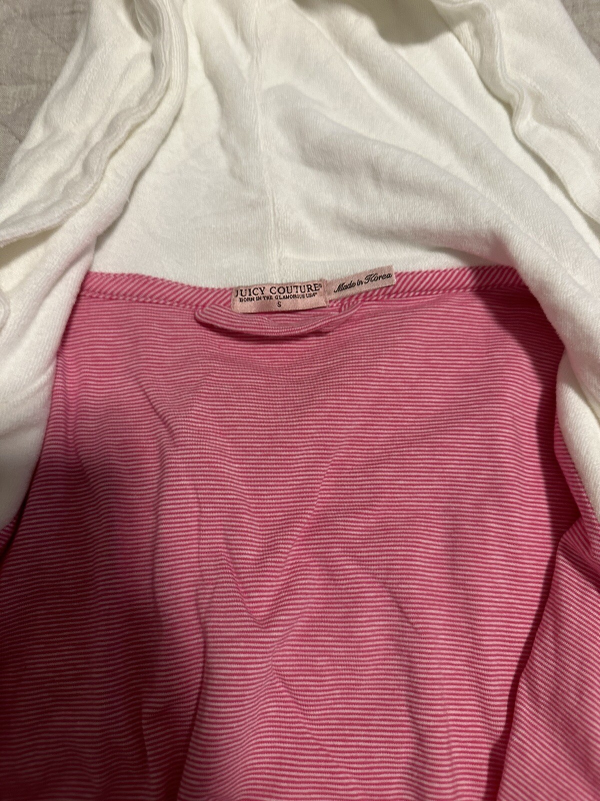 Rare Y2K Juicy Couture White Ruffle Terry Bath Robe Small NWT image 4