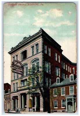 1907 Orpheum Theatre Reading Pennsylvania PA Posted Antique Postcard