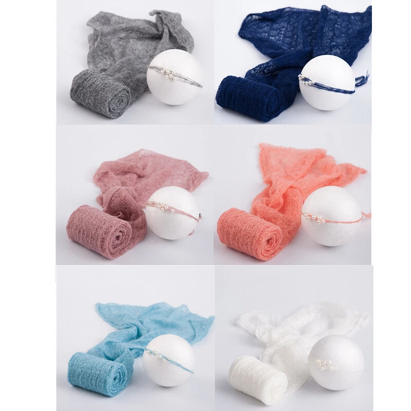 1/2/4/6 Pcs Lot Newborn Wraps + Headband Photography Prop Soft Blanket Swaddle - Image 2 of 4