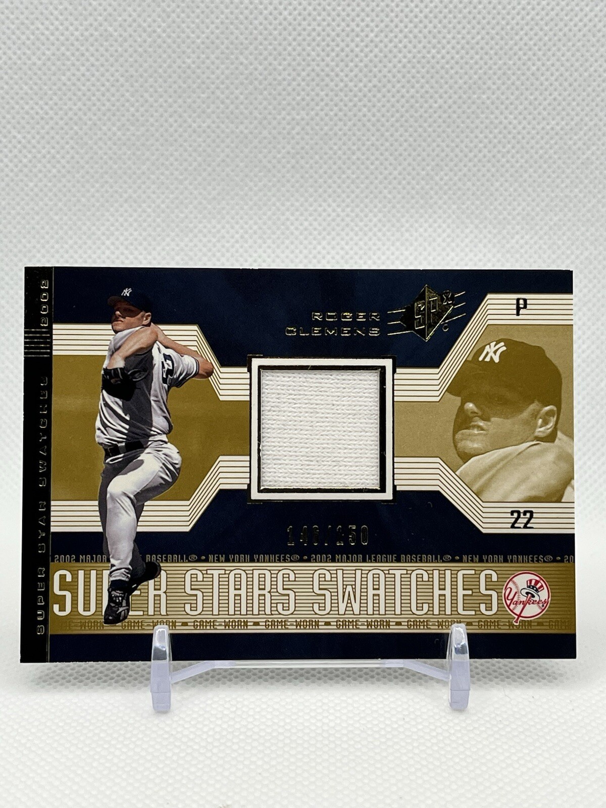 2002 SPx - Super Stars Swatches #153 Roger Clemens /150 Game Worn Jersey