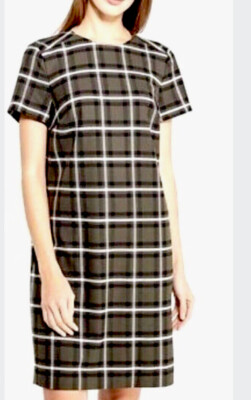Banana Republic Green Black White Plaid Side Pocket Shift Dress Sz XS | eBay