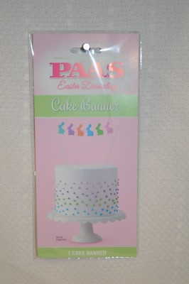 Bunny CAKE BANNER Decorate PAAS Easter Shower PARTY Bunnies Pink Green Purple 