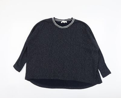 Kürbis Patch Damen blau runder Ausschnitt Polyester Pullover Größe 10