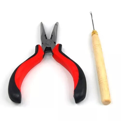 NEW Hair Extension Pliers Pulling Hook Tool For Silicone Micro Rings Beads Loop - Picture 1 of 6