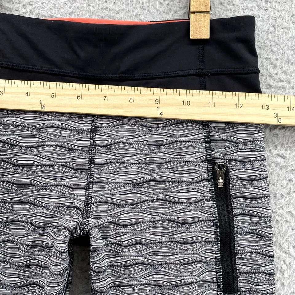Leggings Lululemon 4 Gris Estampado Ondulado Bolsillos con Cremallera Atléticos Tobillo Correr Mujeres Foto 3 de 4