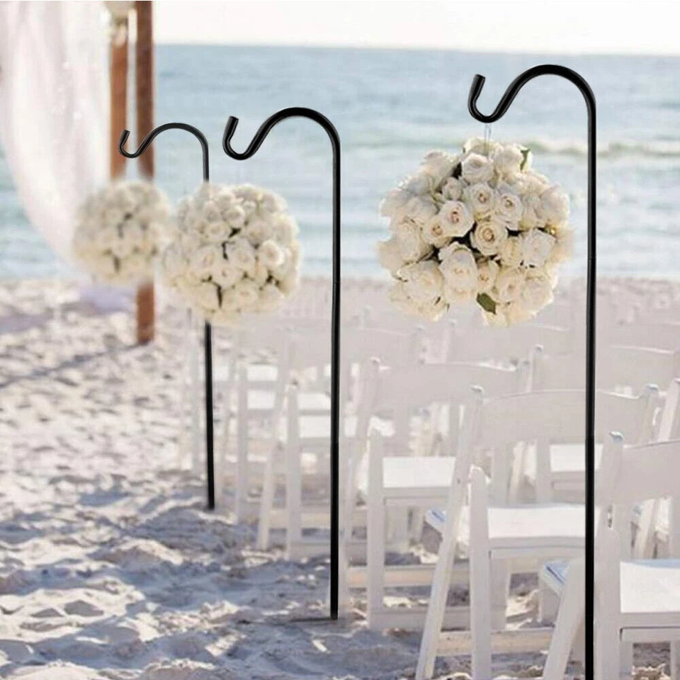 2x Garden Shepherds Crook Hooks for Garden Lights Adjustable Metal Stake Hangers - Image 2 of 4