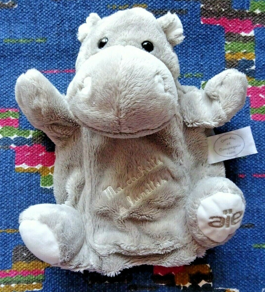 Doudou Hippopotame Gris Doudou et Compagnie : Cachette à Lunettes pour Chambre d'Enfant