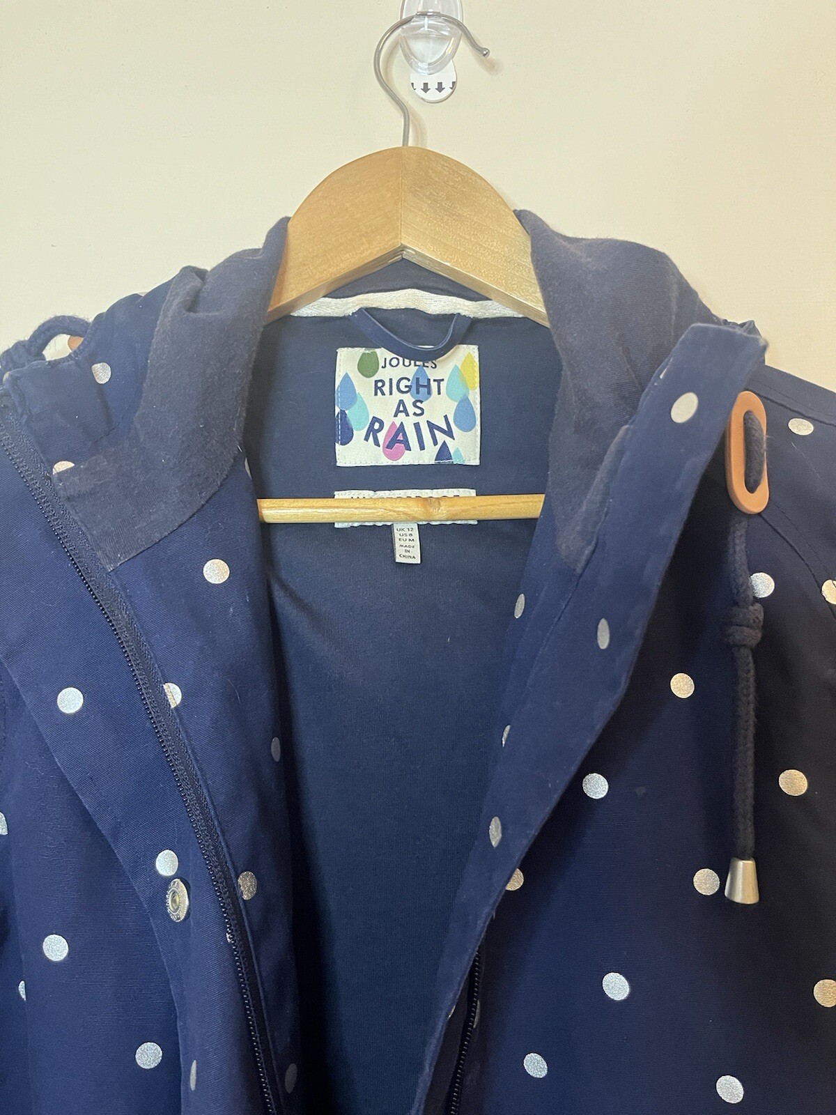 Joules  Right As Rain Coast Blue Casual Hooded Jacket UK12 image 3