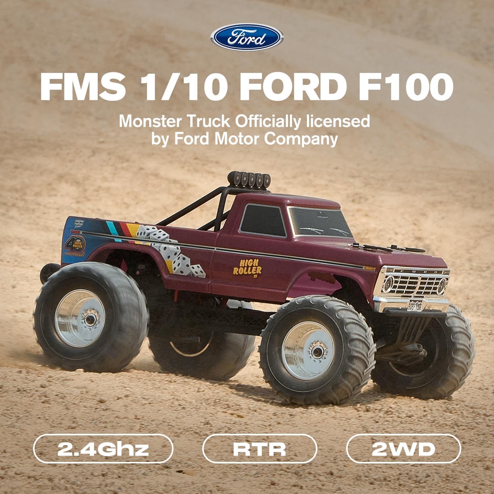 FMS 1/10 Ford F-100 RC Monster Truck, RC Crawler RTR 2WD Off-Road Truck ...