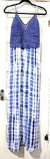 FLASH SALE!! Goa Japna LARGE Sleeveless MAXI Dress Blue Tie Dye Crochet COTTON