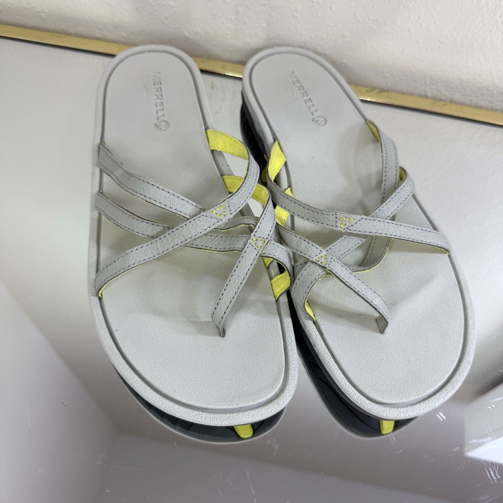 Merrell sandalo donna wet grip air strappy grigio pelle scarpe trekking taglia 11