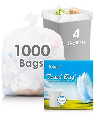 4 Gallon 1000 Counts Strong Trash Bag Garbage Bags by , Bathroom Trash Can Bi...
