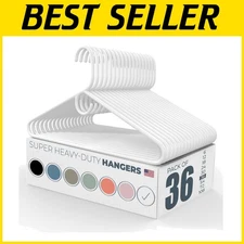 USA-Made Heavy Duty Clothes Hangers 36 Pack - 10lb Capacity
