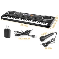 Electronic Piano 61 Keys Digital Music Keyboard Piano w/ Microphone For Beginner