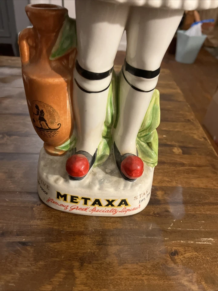 Винтажный Metaxa Греческий Ликер Декантер Бутылка Италия Пустой Греческий человек с ручной росписью - Изображение 2 из 4