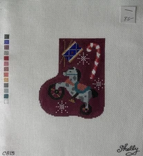 Mini Stocking Horse Candy Cane Christmas Shelly Handpainted Needlepoint Canvas