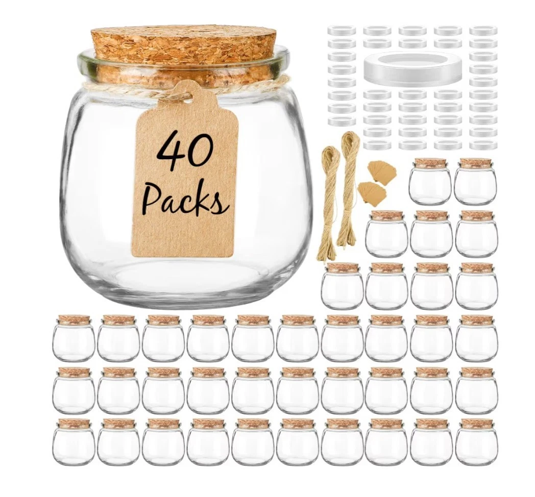 40 Pack 7oz Glass Jars with Cork Lids & PE Lids, Mason Jars for Favors, Candles
Opens in a new windo