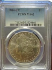 1884 CC United States Morgan Silver Dollar PCGS MS 62 Gleaming Coin