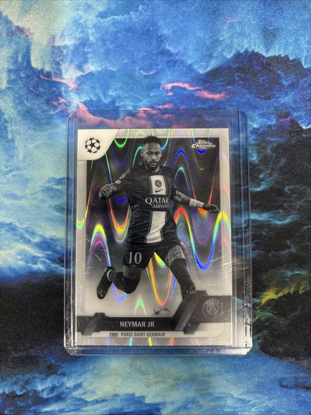 2023 Topps Chrome UEFA Competitions - Neymar Jr Black & White RayWave Refractor