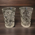 ANCHOR HOCKING Star Starburst Clear  Juice Glass Vintage Set (2) Collectible