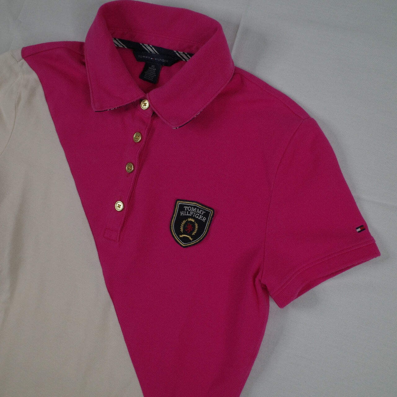 Tommy Hilfiger Pink White Polo Crest Women's Extra Small thumbnail 3