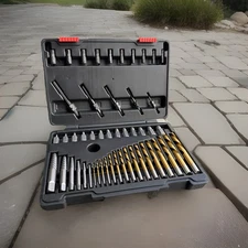 55pc Master Screw Extractor & Left Hand Drill Bit & Guide Set Bolt Stud Removers