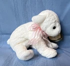 Ty Beanie Babies LULLABY White Lamb Plush Pink Ribbon Heart Tag 2002 Vintage