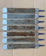 Lot of 7 HELLER "Blue Tang" Farrier Used Rasps 14" - Knifemaking Forging Steel
