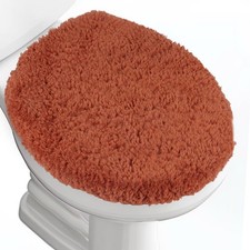 Luxury Soft Microfiber Toilet Lid Cover Machine Washable 17"Lids Burnt Orange